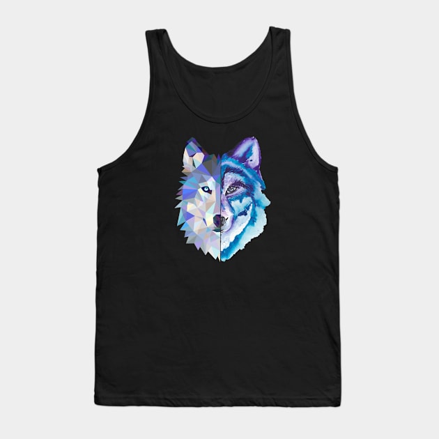 Geometric Wolf Tank Top by ManulaCo